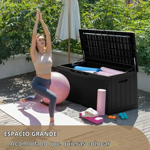 Vista 6 de Devoko Caja de almacenamiento impermeable para exteriores con cojín de 100 Negro