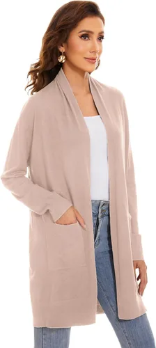 Vista 2 de Huuloo Cárdigan largo con bolsillos para mujer
