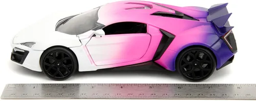 Vista 6 de Jada Lykan Hypersport - Auto fundido a presión con motor 1:24 W4 W con base, juguetes para niños y adultos (blanco y morado)