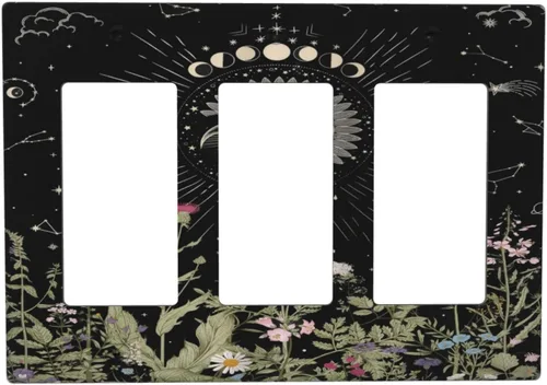 Vista 47 de Cubiertas de Enchufe Dúplex de 1 Gang con Hojas Florales de Eucalipto Azul en Acuarela, Placa Frontal Decorativa para Interruptor de Luz, Placa