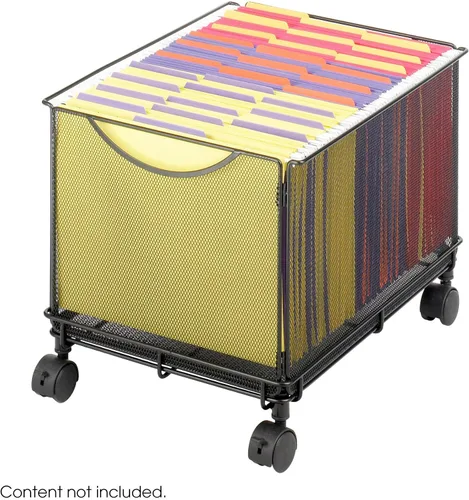 Vista 3 de Safco Onyx - Carro de escritorio rodante con organizador de archivos de malla, se ajusta a carpetas colgantes de tamaño carta, organizador