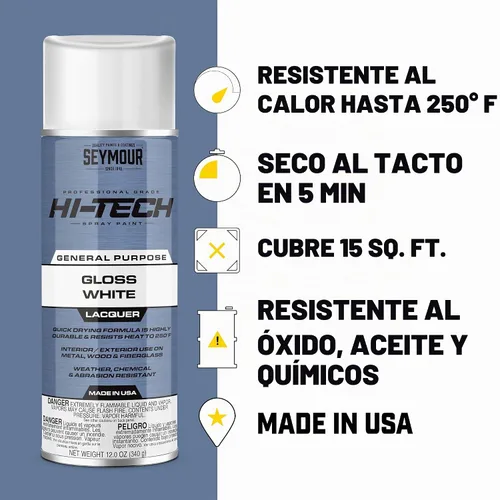 Vista 3 de Seymour 16-821 Hi-Tech Lacquers Pintura en aerosol, transparente brillante
