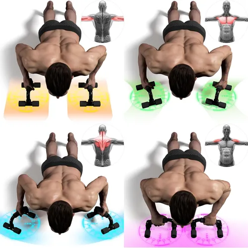 Vista 2 de READAEER Barras de Flexiones para Gimnasio, Equipo de Ejercicio, Fitness, 1 Par de Mangos de Flexiones con Agarre de Espuma Acolchada y Estructura