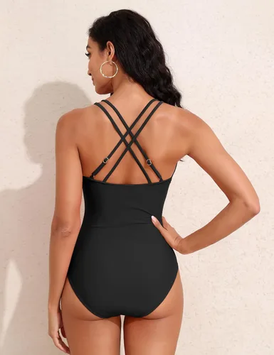 Vista 6 de Hilor Trajes de baño de una pieza con aros para mujer Negro