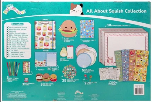 Vista 3 de Fashion Angels Squishmallows All About Carl The Cheeseburger - Juego de papelería - Incluye bolsa para lápices Carl - más de 1200 calcomanías