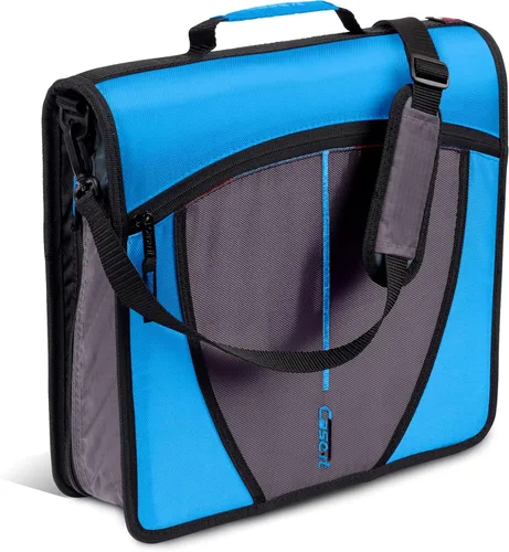 Vista 9 de Case-it Mighty Zip Tab - Carpeta escolar con cremallera Anillos tóricos de 3 pulgadas, capacidad de 600 hojas, carpeta de archivos expandible de 5