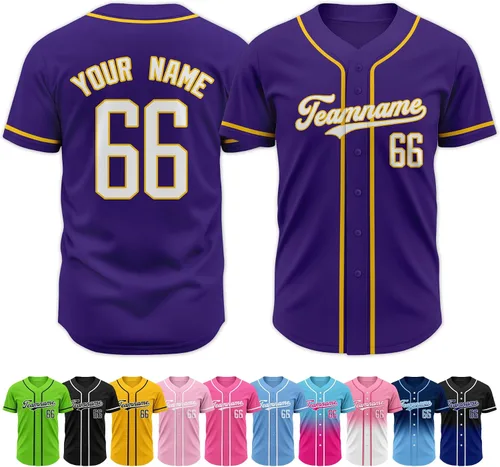 Vista 39 de Custom Baseball Jersey Stitched Personalized Name Number Baseball Shirts Sports Uniform for Men Women Boy
