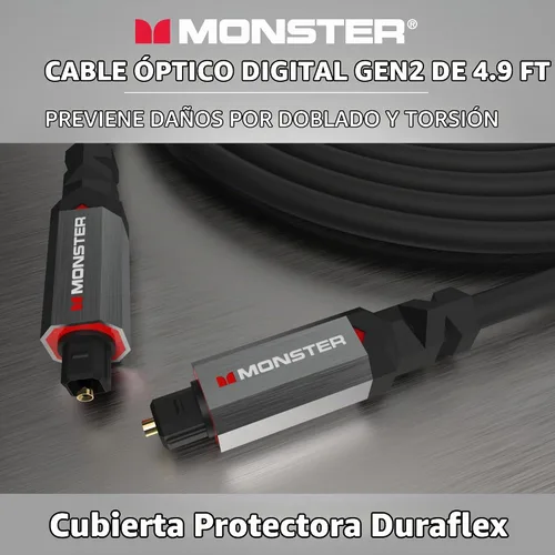 Vista 6 de Monster Gen2 Essentials - Cable de audio óptico digital (Toslink, SPDIF), cable de fibra óptica para TV, barra de sonido y sistema de cine en casa