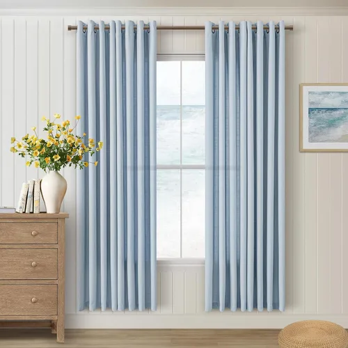 Vista 12 de Cortinas de avena con ojales DUKIYO de 96 pulgadas de largo para sala de estar, comedor, juego de 2 paneles, cortinas de arena y beige