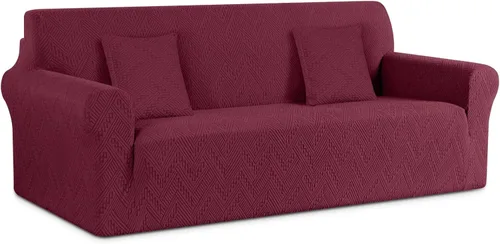 Vista 33 de Ruaozz Funda elástica para sofá de 1 pieza, fundas para sofá de 3 cojines, funda universal antideslizante para sofá, funda lavable de jacquard