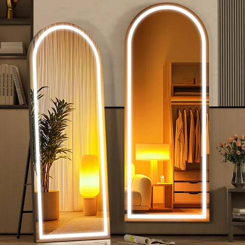 Vista 33 de Hasipu Espejo de Cuerpo Completo de 55" X 18" con Luces, Espejo LED de Arco con Marco Negro de Cuerpo Completo y 3 Temperaturas de Color y Brillo