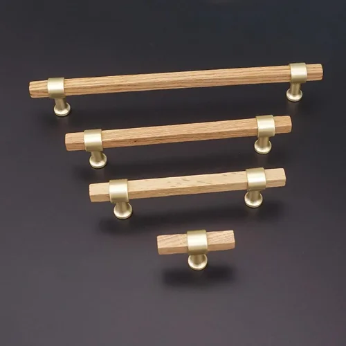 Vista 3 de Tiradores cuadrados de madera de 3.78 pulgadas para cajones, pomos de gabinete de cocina, pomos de latón para pomos de puerta de tocador