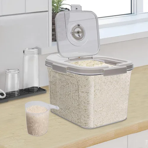 Vista 2 de Recipientes de alimentos de plástico con tapa y temporizador, contenedores de almacenamiento de alimentos herméticos para cocina, con taza medidora