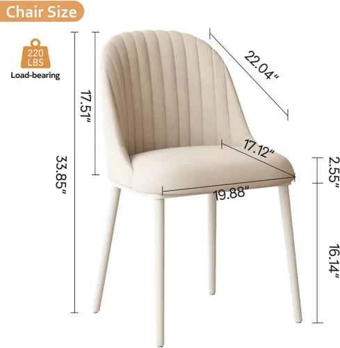 Vista 2 de Juego de 2 sillas de comedor, sillas de comedor blancas, silla cómoda con asiento y respaldo de alta elasticidad, silla moderna con patas cónicas