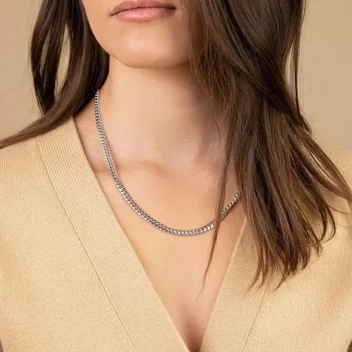 Vista 4 de Q&S Jewels Cadena de eslabones cubanos Miami de 0.177 in, chapada en oro de 18 quilates, cadena de acero inoxidable para hombres y mujeres, joyería