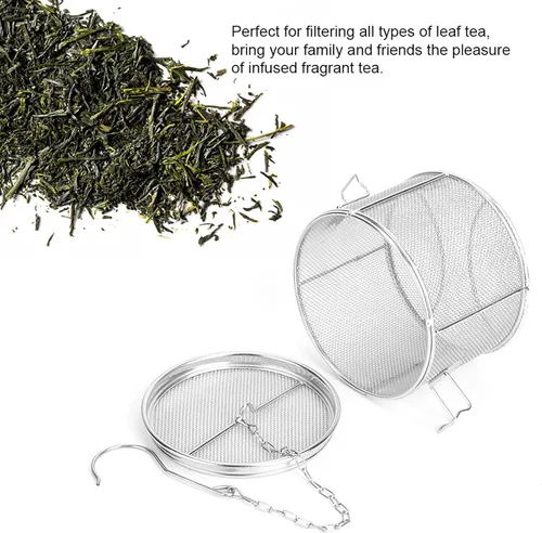 Vista 4 de Colador de bolas de té, condimentos de sopa de acero inoxidable, filtro de especias de separación, infusor de bolas de té de malla extrafina para té