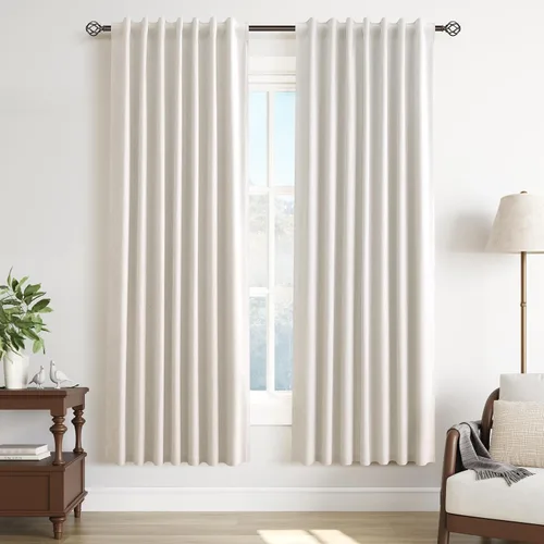 Vista 52 de Guken Cortinas opacas de lino, 2 paneles rústicos, elegantes, 100% opacas, con aislamiento térmico, banda de ganchos y trabilla trasera, 52 x 84