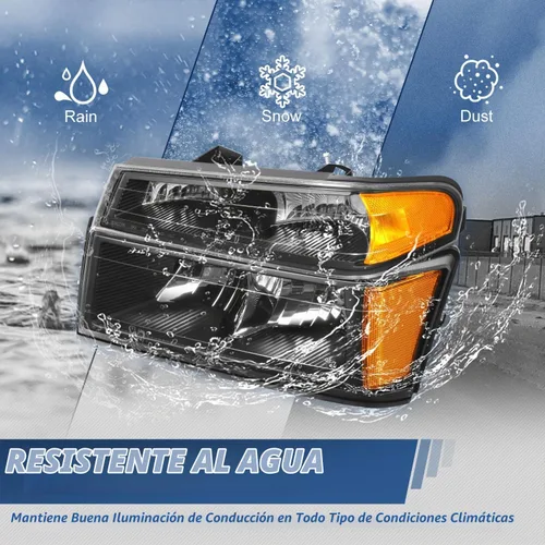 Vista 6 de Auto Dynasty Conjunto de 4 faros delanteros y lámparas de parachoques compatibles con Chevy Colorado GMC Canyon 2004-2012 Isuzu i-290 i-370 Negro