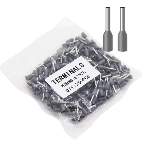 Vista 12 de Fidioto Terminales de Casquillos de Alambre 6AWG, 250 piezas de conectores de casquillos negros 6AWG para uso eléctrico, industrial, químico