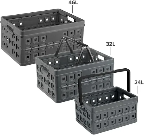 Vista 4 de Sunware - Caja plegable cuadrada con asa (32 litros), color negro antracita
