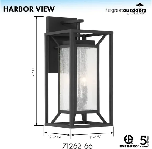 Vista 2 de Minka Lavery Harbor View - Lámpara de pared para exteriores de carbón de arena de 21 pulgadas