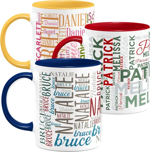 Vista 18 de Tazas de café personalizadas con arte de nube de palabras, 12 colores y 9 fuentes artísticas, 11 onzas. Regalos personalizados para parejas, hombres