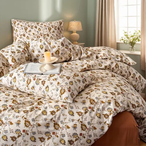 Vista 17 de Helthep Funda de Edredón Floral Tamaño Queen Full, Funda de Edredón de Algodón 100% Lavable Tamaño Full (80" x 90") con 2 Fundas de Almohada