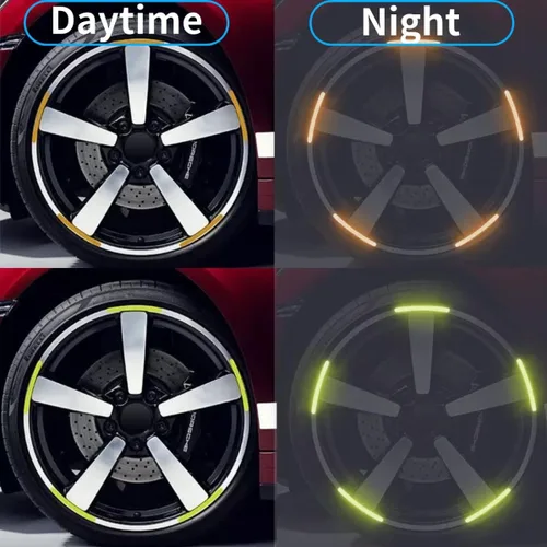 Vista 5 de 100 calcomanías reflectantes para llantas de automóvil, impermeables, reflectantes, para llantas, tiras decorativas de seguridad para automóvil, #2