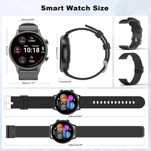 Vista 8 de Relojes inteligentes para mujer, reloj inteligente deportivo para responderhacer llamadas, IP68 rastreadores de fitness con frecuencia cardíaca