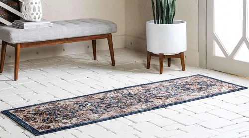Vista 2 de Unique Loom Utopia Collection - Alfombra tradicional clásica de inspiración vintage con tonos cálidos, 2 x 6 pies 1 pulgada, color azul