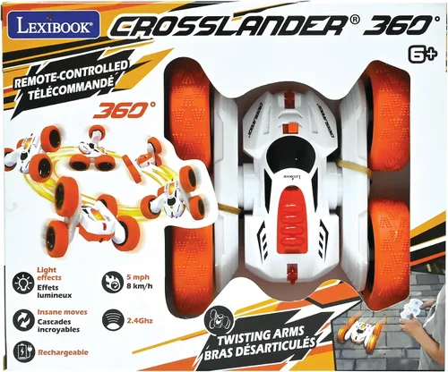 Vista 6 de LEXiBOOK - Crosslander Luminous Terrain Car, control remoto de muñeca, recargable, kit de acción electrónica, blanco/naranja
