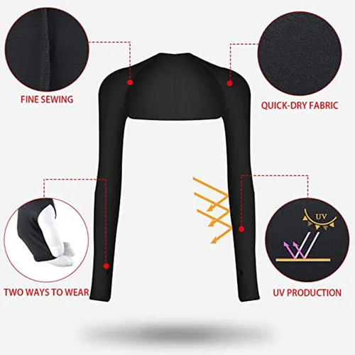 Vista 5 de Cool Shawl - Juego de 2 fundas de protección solar con agujeros para los dedos, protección UV, fundas para brazos para golf