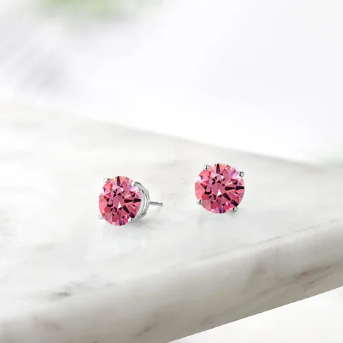 Vista 106 de Gem Stone King Aretes de plata de ley 925 con piedra natal redonda de 0.276 in para mujer