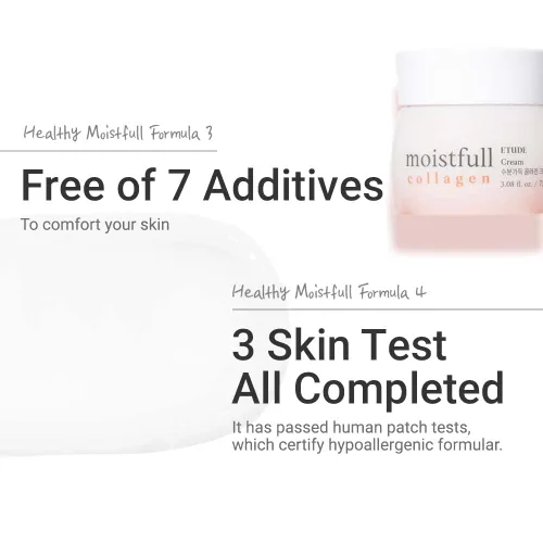 Vista 4 de ETUDE Crema de colágeno Moistfull, hidratante facial, agua de súper colágeno, aceite de semilla de macadamia, proteína de lupinus albus, crema