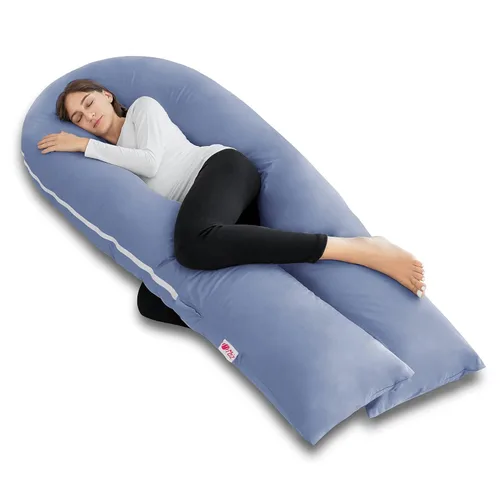 Vista 11 de Meiz - Almohadas de embarazo refrescantes para dormir, almohada corporal de maternidad para mujer embarazada, en forma de U, con funda de jersey