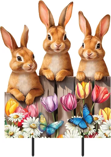 Vista 9 de Briarwood Lane Primavera Pascua Metal Art 28x15 conejitos y cesta para Pascua Metal Art Conejitos Bskt