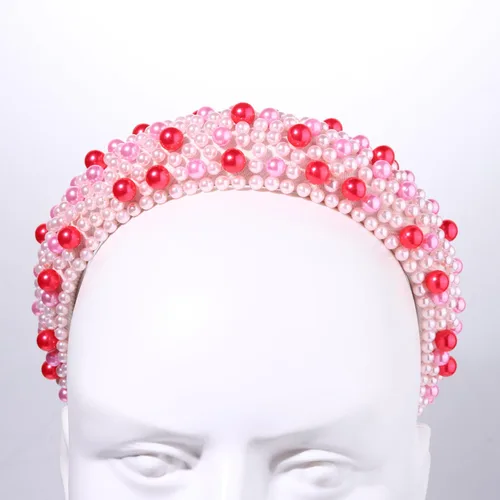 Vista 6 de Diademas de cristal para mujer, diadema acolchada de perlas para el día de San Valentín, con diamantes de imitación y perlas de imitación