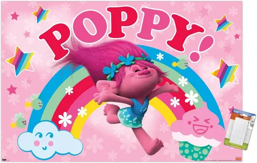 Vista 12 de Trends International Trolls - Póster de pared de amapola, 22.4 pulgadas de largo x 14.7 pulgadas, versión enmarcada en madera de granero Versión