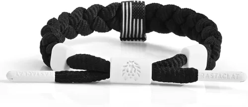 Vista 28 de Rastaclat Braided Bracelets for Men and Women - Originals Collection Adjustable Stackable and Braided by Hand Advocate Rosa/Blanco/Azul marino