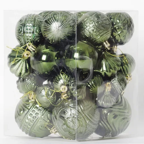 Vista 17 de Senjie Adornos de Navidad inastillables marrones, 32 bolas esféricas para árboles de Navidad