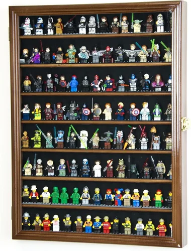 Vista 4 de Vitrina grande de más de 110 minifiguras para miniaturas, figuritas, mini figuras (nogal)