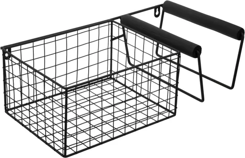 Vista 7 de MyGift Raqueta de tenis de metal colgante y cesta de almacenamiento de pelota de tenis, soporte de raqueta montado en la pared