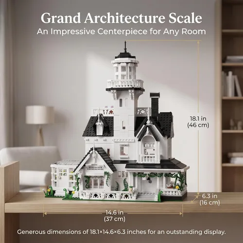Vista 5 de Magic Owens House Building Set for Adults with LED Lights Horror Houses Blocks Toy, Compatible with Lego, Architecture Collectible Movie Model Kit