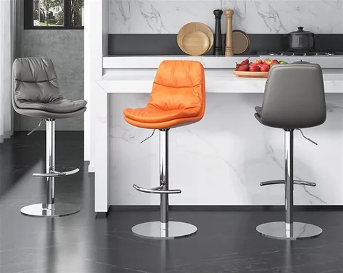 Vista 4 de Taburetes de bar giratorios de altura ajustable, juego de 2 taburetes de barra de altura para cocina, isla de cocina, cuero de napa resistente Negro