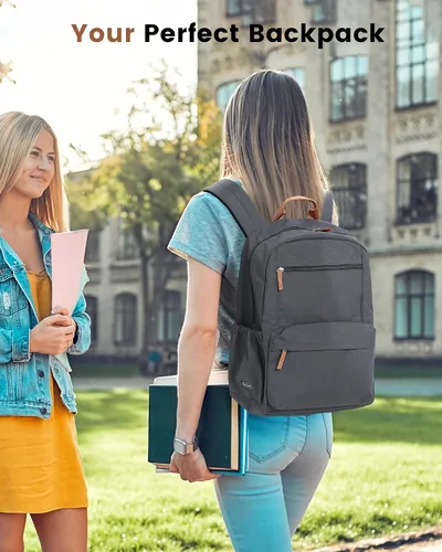 Vista 7 de Vorspack Mochila para hombres y mujeres Mochila ligera básica para libros, mochila casual para la universidad, trabajo, viajes, Gris, Classic
