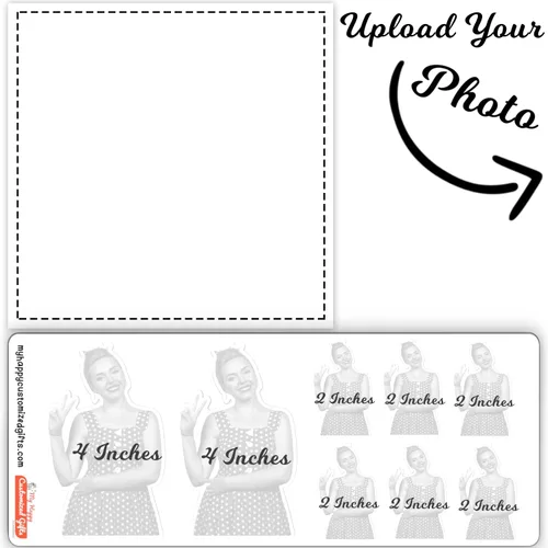 Vista 6 de Dibujos animados personalizados, calcomanía de cara elegante, hoja con caras de dibujos animados, tamaño mezclado, calcomanías divertidas para fotos