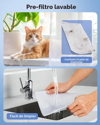 Vista 6 de Purificadores de aire para el hogar, habitación grande de hasta 2200 pies cuadrados, purificador de aire MOOKA para mascotas domésticas con filtro