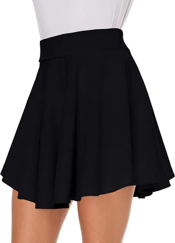 Vista 5 de Afibi - Falda estilo skater corta acampanada y plisada para niñas con estilo casual y cintura elástica