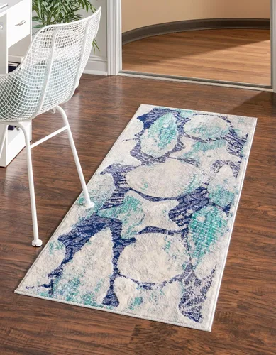 Vista 7 de Unique Loom Ariel Collection - Alfombra de área con diseño de estrella (2 pies x 3 pies 1 pulgada, rectangular, azul/marfil)