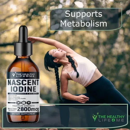 Vista 3 de Suplemento de yodo naciente 2800mcg Yoduro de potasio Gotas de yodo 100% vegano Color transparente Grande 2 oz